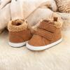 imageBaby Boys Girls Shoes Infant HighTop Ankle Sneakers NonSlip Soft Sole Toddler Prewalker Newborn First Walkers Crib ShoesC01Fleece Brown