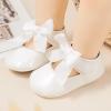 imageBaby Mary Jane Flats for Girls with Bowknot Cotton Anti Skid Sole Infant First Walker Princess Dress Crib Wedding Shoes1aWhite
