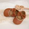 imageBaby Mary Jane Flats for Girls with Bowknot Cotton Anti Skid Sole Infant First Walker Princess Dress Crib Wedding ShoesABrown