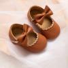imageBaby Mary Jane Flats for Girls with Bowknot Cotton Anti Skid Sole Infant First Walker Princess Dress Crib Wedding ShoesABrown