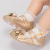 imageBaby Mary Jane Flats for Girls with Bowknot Cotton Anti Skid Sole Infant First Walker Princess Dress Crib Wedding ShoesBGold