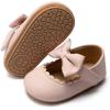 imageBaby Mary Jane Flats for Girls with Bowknot Cotton Anti Skid Sole Infant First Walker Princess Dress Crib Wedding ShoesCPink