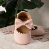 imageBaby Mary Jane Flats for Girls with Bowknot Cotton Anti Skid Sole Infant First Walker Princess Dress Crib Wedding ShoesCPink