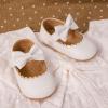 imageBaby Mary Jane Flats for Girls with Bowknot Cotton Anti Skid Sole Infant First Walker Princess Dress Crib Wedding ShoesCWhite