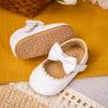 imageBaby Mary Jane Flats for Girls with Bowknot Cotton Anti Skid Sole Infant First Walker Princess Dress Crib Wedding ShoesCWhite