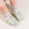 imageBaby Mary Jane Flats for Girls with Bowknot Cotton Anti Skid Sole Infant First Walker Princess Dress Crib Wedding ShoesD01Green
