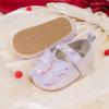 imageBaby Mary Jane Flats for Girls with Bowknot Cotton Anti Skid Sole Infant First Walker Princess Dress Crib Wedding ShoesD01Purple