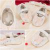 imageBaby Mary Jane Flats for Girls with Bowknot Cotton Anti Skid Sole Infant First Walker Princess Dress Crib Wedding ShoesD01Silverwhite