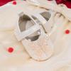imageBaby Mary Jane Flats for Girls with Bowknot Cotton Anti Skid Sole Infant First Walker Princess Dress Crib Wedding ShoesD01Silverwhite