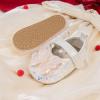 imageBaby Mary Jane Flats for Girls with Bowknot Cotton Anti Skid Sole Infant First Walker Princess Dress Crib Wedding ShoesD01Silverwhite