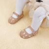 imageBaby Mary Jane Flats for Girls with Bowknot Cotton Anti Skid Sole Infant First Walker Princess Dress Crib Wedding ShoesE01Apricot