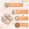 imageBaby Mary Jane Flats for Girls with Bowknot Cotton Anti Skid Sole Infant First Walker Princess Dress Crib Wedding ShoesE01Apricot