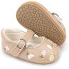 imageBaby Mary Jane Flats for Girls with Bowknot Cotton Anti Skid Sole Infant First Walker Princess Dress Crib Wedding ShoesE01Apricot