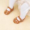 imageBaby Mary Jane Flats for Girls with Bowknot Cotton Anti Skid Sole Infant First Walker Princess Dress Crib Wedding ShoesE01Brown