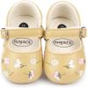 imageBaby Mary Jane Flats for Girls with Bowknot Cotton Anti Skid Sole Infant First Walker Princess Dress Crib Wedding ShoesE01Yellow