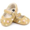 imageBaby Mary Jane Flats for Girls with Bowknot Cotton Anti Skid Sole Infant First Walker Princess Dress Crib Wedding ShoesE01Yellow