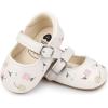 imageBaby Mary Jane Flats for Girls with Bowknot Cotton Anti Skid Sole Infant First Walker Princess Dress Crib Wedding ShoesE01cream White