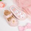 imageBaby Mary Jane Flats for Girls with Bowknot Cotton Anti Skid Sole Infant First Walker Princess Dress Crib Wedding ShoesG02Pink