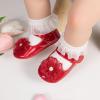 imageBaby Mary Jane Flats for Girls with Bowknot Cotton Anti Skid Sole Infant First Walker Princess Dress Crib Wedding ShoesG02Red