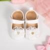 imageBaby Mary Jane Flats for Girls with Bowknot Cotton Anti Skid Sole Infant First Walker Princess Dress Crib Wedding ShoesG02White