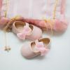 imageBaby Mary Jane Flats for Girls with Bowknot Cotton Anti Skid Sole Infant First Walker Princess Dress Crib Wedding ShoesH01Pink