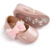 imageBaby Mary Jane Flats for Girls with Bowknot Cotton Anti Skid Sole Infant First Walker Princess Dress Crib Wedding ShoesH01Pink