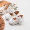 imageBaby Mary Jane Flats for Girls with Bowknot Cotton Anti Skid Sole Infant First Walker Princess Dress Crib Wedding ShoesH01White