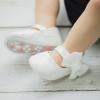 imageBaby Mary Jane Flats for Girls with Bowknot Cotton Anti Skid Sole Infant First Walker Princess Dress Crib Wedding ShoesH01White