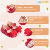 imageBaby Mary Jane Flats for Girls with Bowknot Cotton Anti Skid Sole Infant First Walker Princess Dress Crib Wedding ShoesIRed
