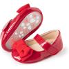 imageBaby Mary Jane Flats for Girls with Bowknot Cotton Anti Skid Sole Infant First Walker Princess Dress Crib Wedding ShoesIRed