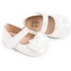 imageBaby Mary Jane Flats for Girls with Bowknot Cotton Anti Skid Sole Infant First Walker Princess Dress Crib Wedding ShoesIWhite
