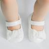 imageBaby Mary Jane Flats for Girls with Bowknot Cotton Anti Skid Sole Infant First Walker Princess Dress Crib Wedding ShoesIWhite