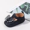 imageBaby Mary Jane Flats for Girls with Bowknot Cotton Anti Skid Sole Infant First Walker Princess Dress Crib Wedding ShoesOBlack