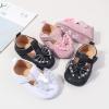 imageBaby Mary Jane Flats for Girls with Bowknot Cotton Anti Skid Sole Infant First Walker Princess Dress Crib Wedding ShoesOBlack