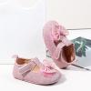 imageBaby Mary Jane Flats for Girls with Bowknot Cotton Anti Skid Sole Infant First Walker Princess Dress Crib Wedding ShoesOPink