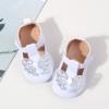 imageBaby Mary Jane Flats for Girls with Bowknot Cotton Anti Skid Sole Infant First Walker Princess Dress Crib Wedding ShoesOWhite