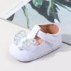 imageBaby Mary Jane Flats for Girls with Bowknot Cotton Anti Skid Sole Infant First Walker Princess Dress Crib Wedding ShoesOWhite