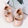 imageBaby Mary Jane Flats for Girls with Bowknot Cotton Anti Skid Sole Infant First Walker Princess Dress Crib Wedding ShoesW4172 Apricot