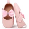 imageBaby Mary Jane Flats for Girls with Bowknot Cotton Anti Skid Sole Infant First Walker Princess Dress Crib Wedding ShoesW4172 Pink