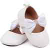 imageBaby Mary Jane Flats for Girls with Bowknot Cotton Anti Skid Sole Infant First Walker Princess Dress Crib Wedding ShoesW4172 White