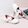 imageBaby Mary Jane Flats for Girls with Bowknot Cotton Anti Skid Sole Infant First Walker Princess Dress Crib Wedding ShoesW4172 White