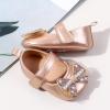 imageBaby Mary Jane Flats for Girls with Bowknot Cotton Anti Skid Sole Infant First Walker Princess Dress Crib Wedding ShoesW5122 Gold