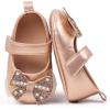 imageBaby Mary Jane Flats for Girls with Bowknot Cotton Anti Skid Sole Infant First Walker Princess Dress Crib Wedding ShoesW5122 Gold
