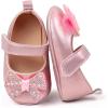 imageBaby Mary Jane Flats for Girls with Bowknot Cotton Anti Skid Sole Infant First Walker Princess Dress Crib Wedding ShoesW5122 Pink