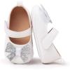 imageBaby Mary Jane Flats for Girls with Bowknot Cotton Anti Skid Sole Infant First Walker Princess Dress Crib Wedding ShoesW5122 White