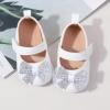 imageBaby Mary Jane Flats for Girls with Bowknot Cotton Anti Skid Sole Infant First Walker Princess Dress Crib Wedding ShoesW5122 White