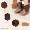 imageBaby Western Cowboy Boots Infant Boys Girls NonSlip Soft Sole Booties Toddler Newborn First Walker Crib ShoesDark Brown