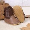 imageBaby Western Cowboy Boots Infant Boys Girls NonSlip Soft Sole Booties Toddler Newborn First Walker Crib ShoesDark Brown