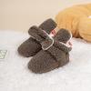 imageInfant Baby Boys Girls Cozy Fleece Booties Stay on Slippers Non Slip Soft Gripper Sock Shoes Toddler First Walker Newborn Crib Birthday Shower GiftB01Rgrayish Brownrubber Sole
