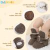 imageInfant Baby Boys Girls Cozy Fleece Booties Stay on Slippers Non Slip Soft Gripper Sock Shoes Toddler First Walker Newborn Crib Birthday Shower GiftB01Rgrayish Brownrubber Sole